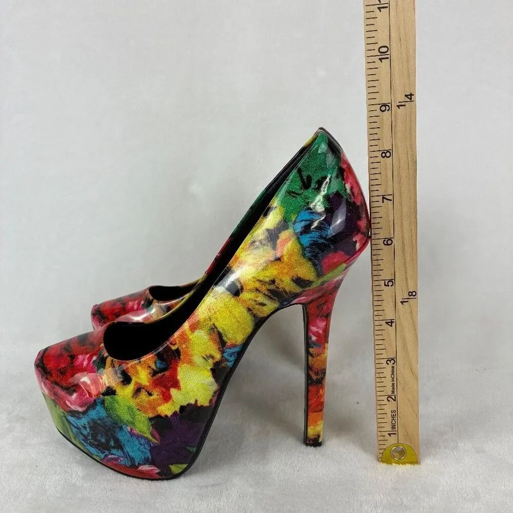 Steve Madden Dejavu Floral Platform Stiletto Heels Women’s Size 8.5 Pumps Garden